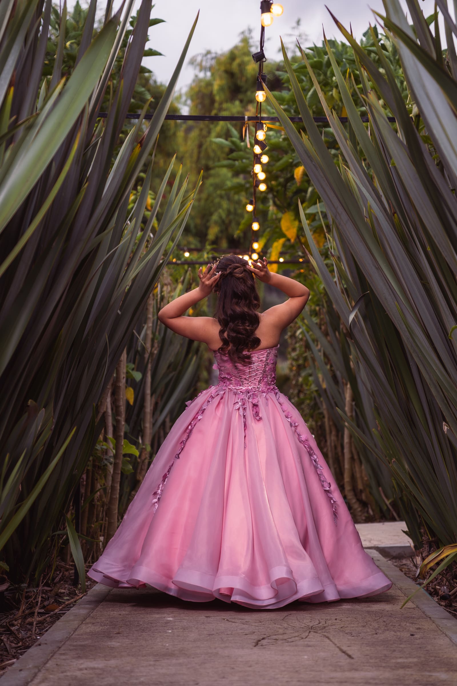 Detalle del vestido rosa de Isabella